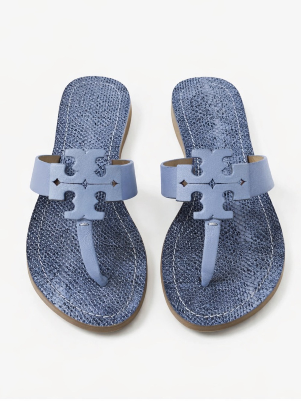 Tory Burch  ocean mist Moore Flat Thong north leather size 7 -flip flop sandals